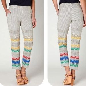 Anthro Cartonnier Stitched & Striped Railroad Pant